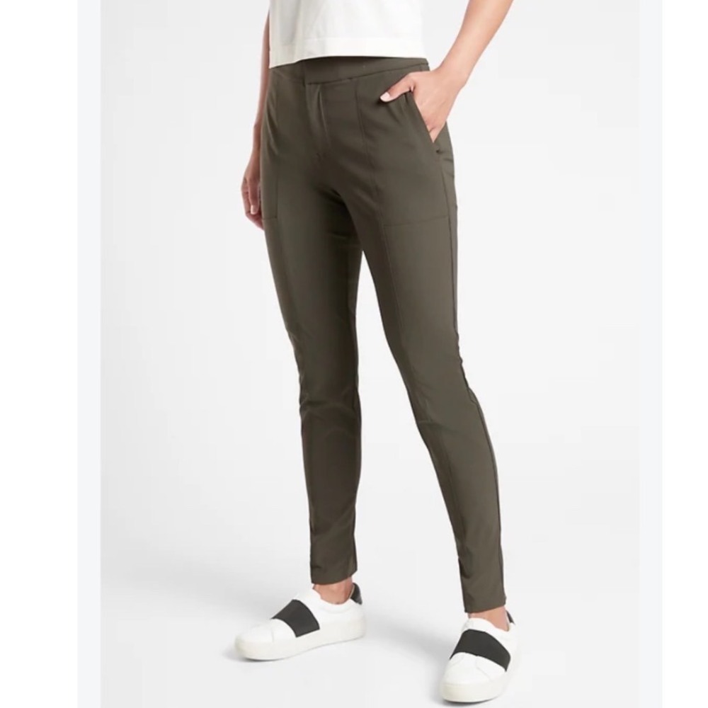 Athleta Wander Stash Skinny Pants Olive Green Size 4 Utility